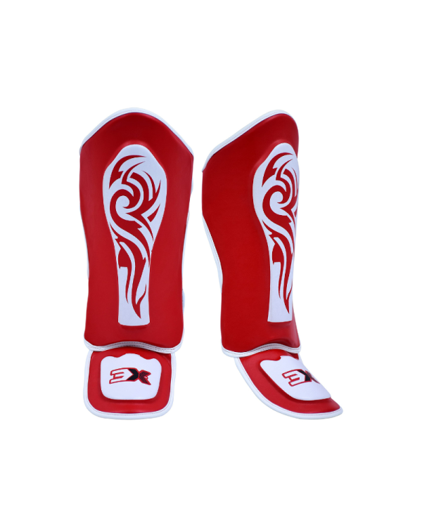 3X Sports Shin Guards Kickboxing Muay Thai-Red
