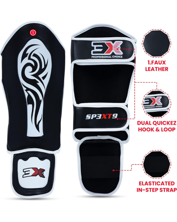 3X Sports Shin Guards for Kickboxing & Muay Thai Black