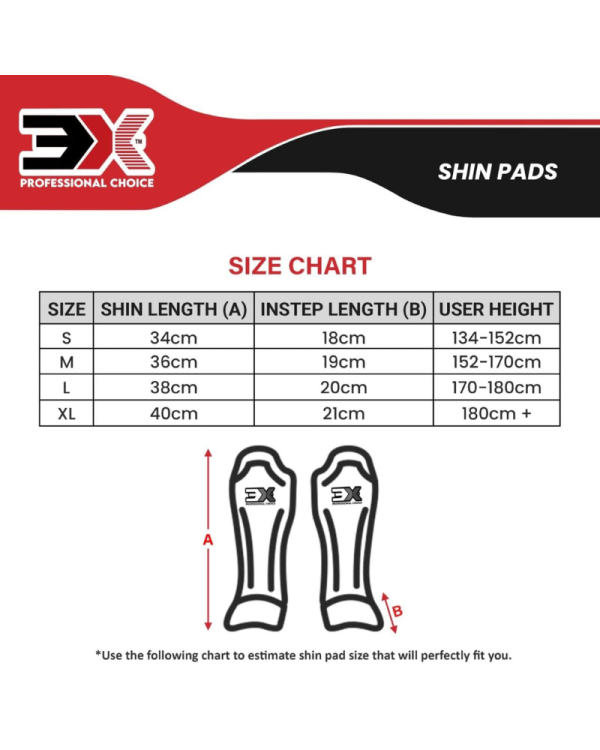 3X Sports Shin Guards Kickboxing Muay Thai-Red